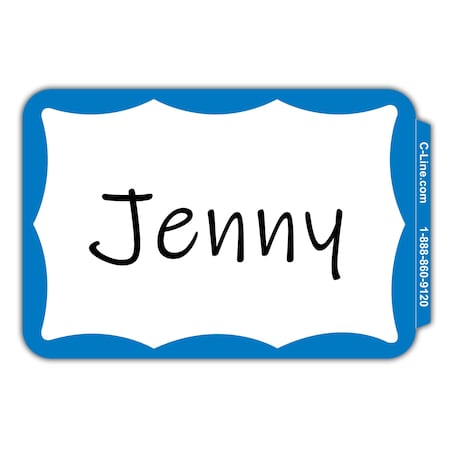 C-Line Products Pressure Sensitive Badges, Border, Blue, 3 12 x 2 14, 100BX Set of 10 BX, 1000PK 92265-CT